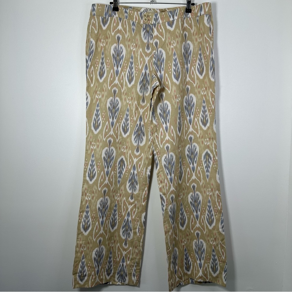 Ecru Women’s Rice Flat Front Easy Linen Blend Wide Leg Pants Size 14